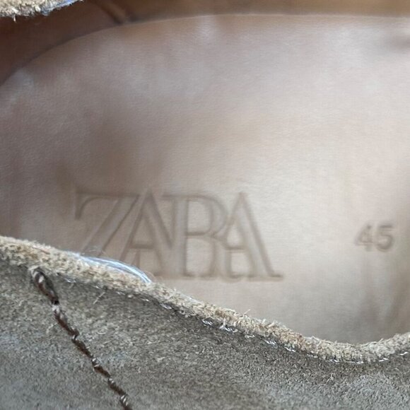 Zara 45 12 Men Suede Leather Shoes Oxford Derby Sand Office - Picture 8 of 8